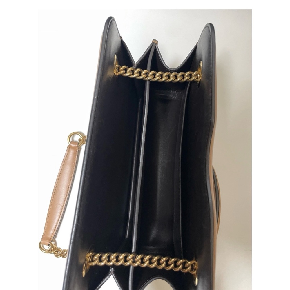 Fendi Tan and Brown Striped Shoulder Bag with Gold Chain - Picture 6 of 8